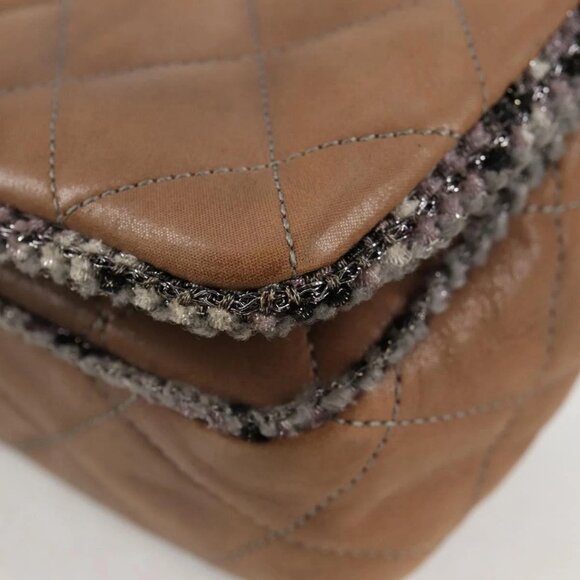 CHANEL Matelasse Chain Shoulder Bag Coated Canvas Beige CC Auth 118136A - Picture 3 of 16